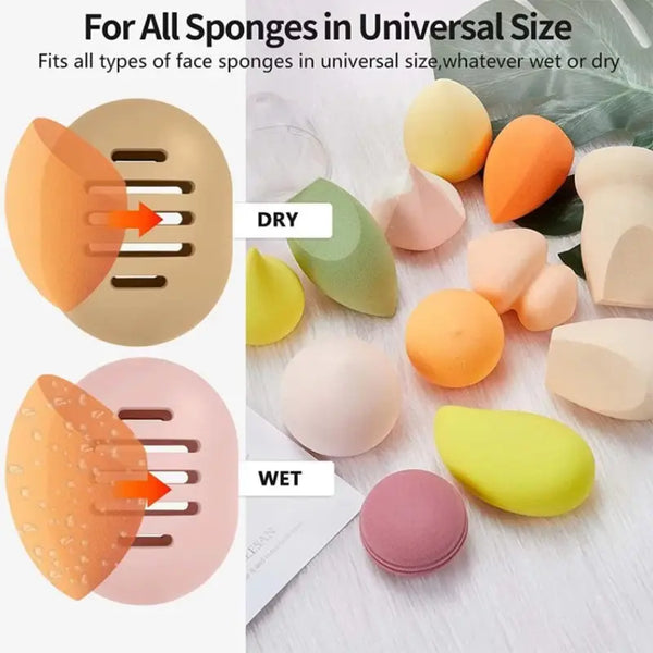Silicone Makeup Sponge Holder Multi-Hole Beauty Blender Storage Case, Travel Box