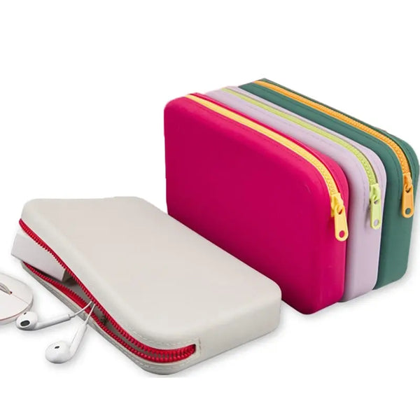 Square Silicone Cosmetic Storage Bag Large Capacity Travel Organizer