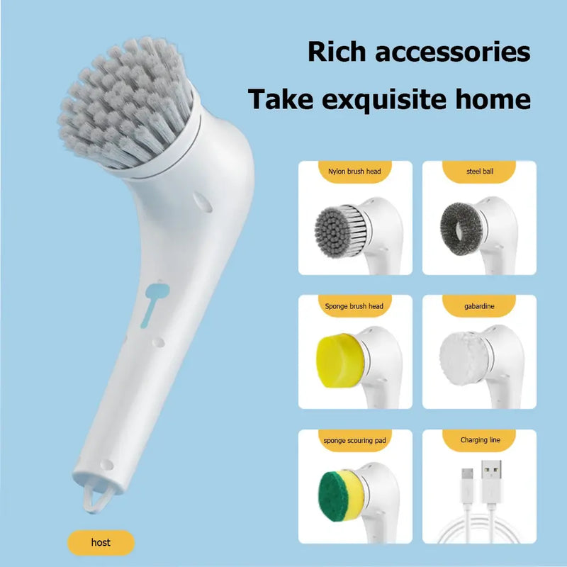 Handheld Spin Scrubber Electric Cleaning Brush Set