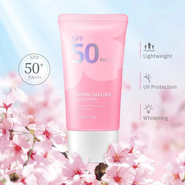 LAIKOU Sakura Sunscreen Cream  SPF50+ Waterproof UV Protector Brightening Moisturizer